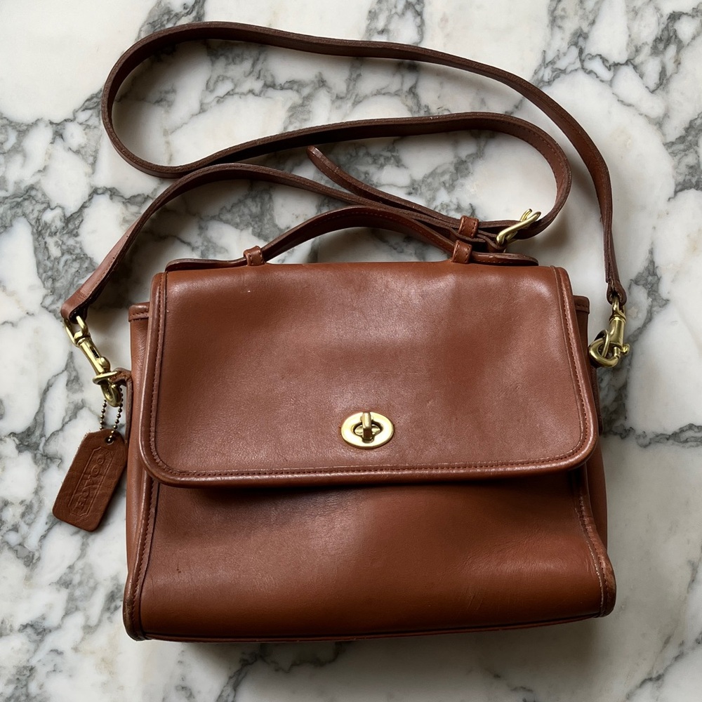 Vintage Coach 9370 Leather Court Bag - British Tan